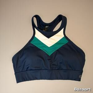 Kyodan Blue and Green Sports Bra with Chevron Design